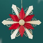 12 Point Snowflake - Red<br>Shaved Wood Ornament